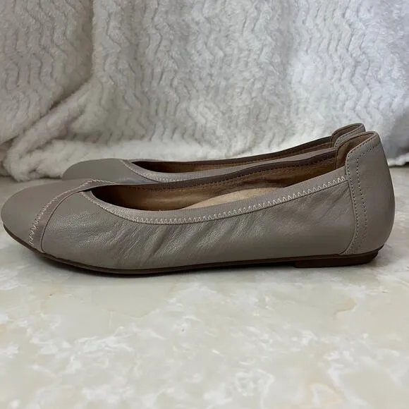 Vionic Caroll Taupe Grey Leather Ballet Flats Womens Sz 11 US