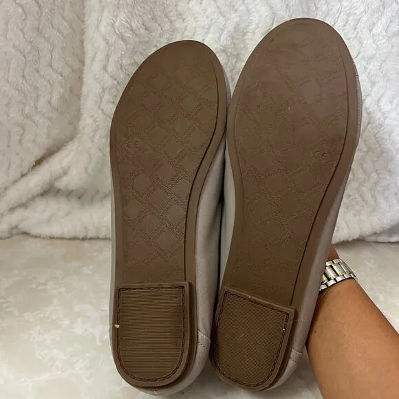 Vionic Caroll Taupe Grey Leather Ballet Flats Womens Sz 11 US