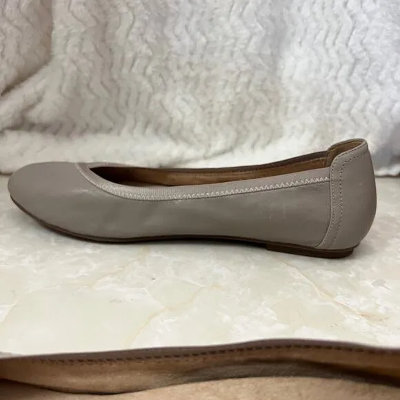 Vionic Caroll Taupe Grey Leather Ballet Flats Womens Sz 11 US