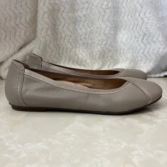 Vionic Caroll Taupe Grey Leather Ballet Flats Womens Sz 11 US