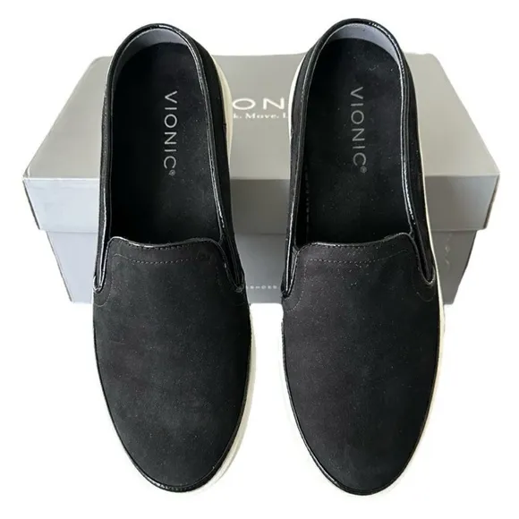 Vionic Essence Effortless Black Nubuck Supportive Slip On Shoe Women’s Size 7.5