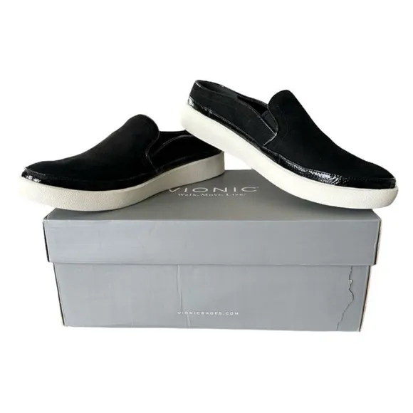 Vionic Essence Effortless Black Nubuck Supportive Slip On Shoe Women’s Size 7.5