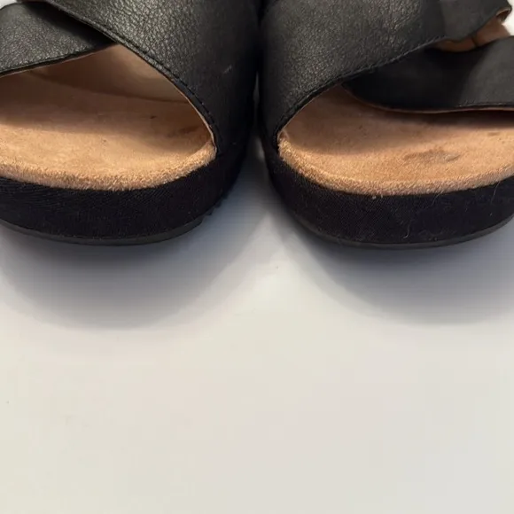 VIONIC HAYDEN 10010219 BLACK LEATHER WEDGE SLIDE SANDAL 8.5