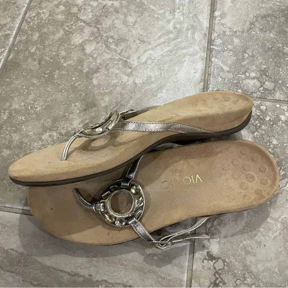 Vionic Ricci Orthaheel Women’s  Gold Casual Rhinestone Sandals sz 11