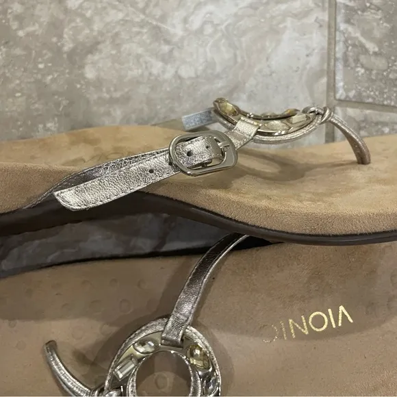Vionic Ricci Orthaheel Women’s  Gold Casual Rhinestone Sandals sz 11