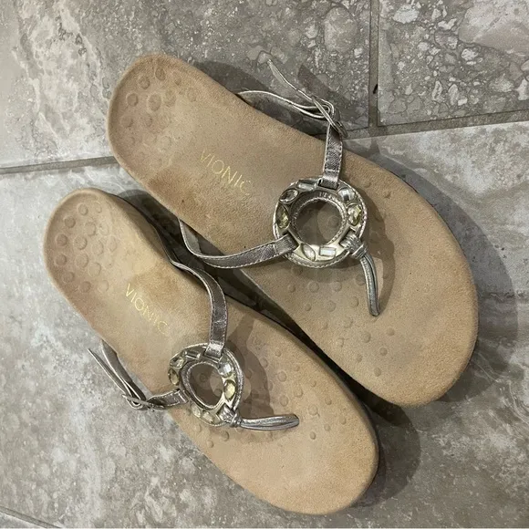 Vionic Ricci Orthaheel Women’s  Gold Casual Rhinestone Sandals sz 11