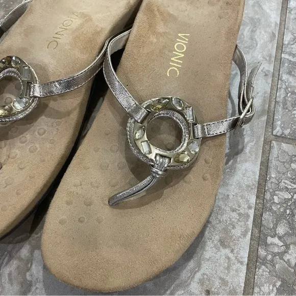Vionic Ricci Orthaheel Women’s  Gold Casual Rhinestone Sandals sz 11
