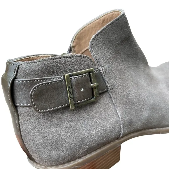 Vionic Taupe  Suede Strap Buckle Bootie/ Ankle Boots Size: 6.5