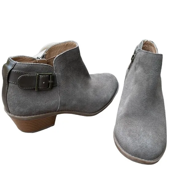 Vionic Taupe  Suede Strap Buckle Bootie/ Ankle Boots Size: 6.5