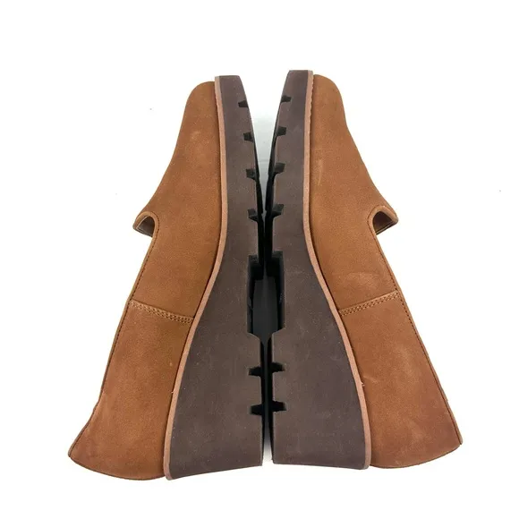 Vionic Willa Wedge 8.5 Shoes Brown Suede Slip On Arch Support Womens
