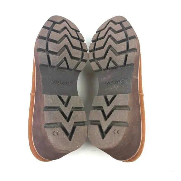 Vionic Willa Wedge 8.5 Shoes Brown Suede Slip On Arch Support Womens