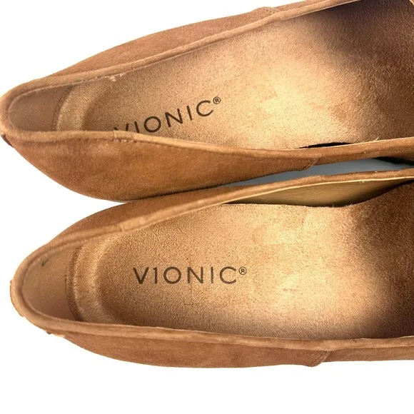 Vionic Willa Wedge 8.5 Shoes Brown Suede Slip On Arch Support Womens