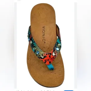 VIONIC Zappos Lucia Snake Thong Embellished leather comfort sandals women size 7