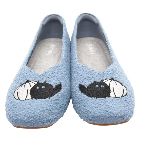 VIVAIA Margot Squared-Toe Terry Knit Flats in Blue Demin-Pumpkat EU 42 / US 10.5