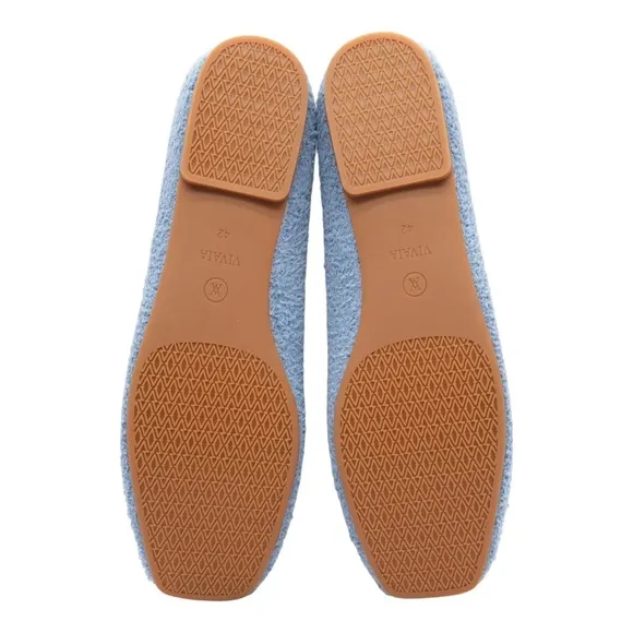 VIVAIA Margot Squared-Toe Terry Knit Flats in Blue Demin-Pumpkat EU 42 / US 10.5