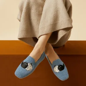 VIVAIA Margot Squared-Toe Terry Knit Flats in Blue Demin-Pumpkat EU 42 / US 10.5