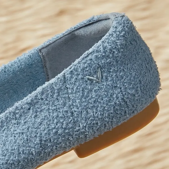VIVAIA Margot Squared-Toe Terry Knit Flats in Blue Demin-Pumpkat EU 42 / US 10.5