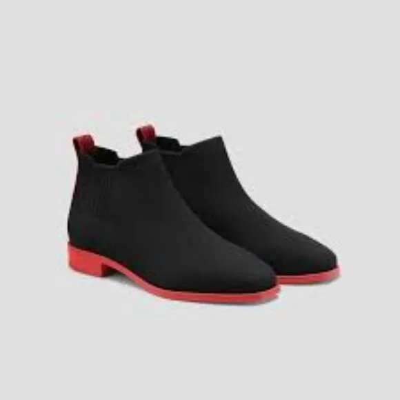 Vivaia Ryan Pro Square Toe Chelsea Ankle Boots EU 39 US 8  Black Ruby Red NWT