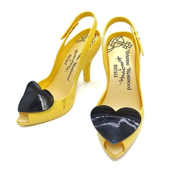 Vivienne Westwood Yellow Heart Heels | Anglomania Peep Toe Deadstock