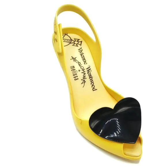 Vivienne Westwood Yellow Heart Heels | Anglomania Peep Toe Deadstock