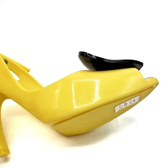 Vivienne Westwood Yellow Heart Heels | Anglomania Peep Toe Deadstock