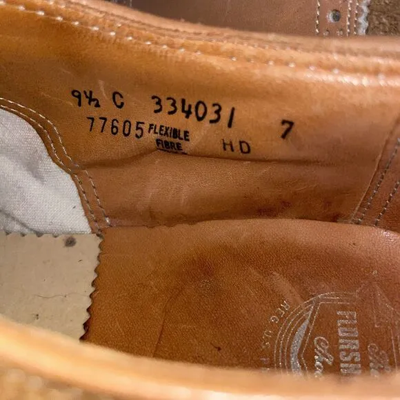 Vtg 80s Florsheim Men's 9.5 C Tan/Brown Suede/Smooth Saddle Shoes Red Soles