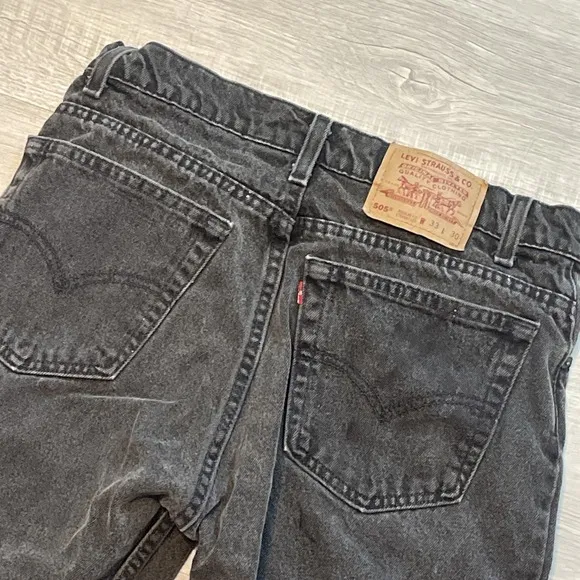 Vtg Levis Jeans Mens 33x30 505 Regular Fit Straight Leg Black Made USA (30x30)