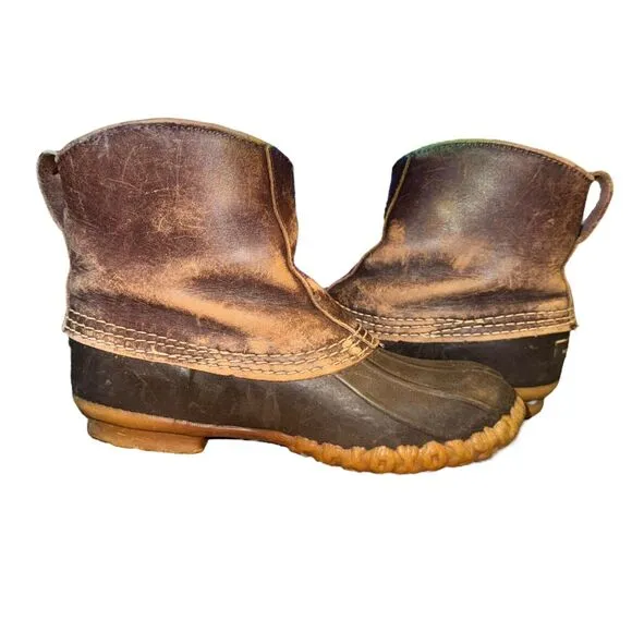 Vtg L.L. Bean Duck Boot Men's Size 6 M Brown Leather Maine Hunting Shoes