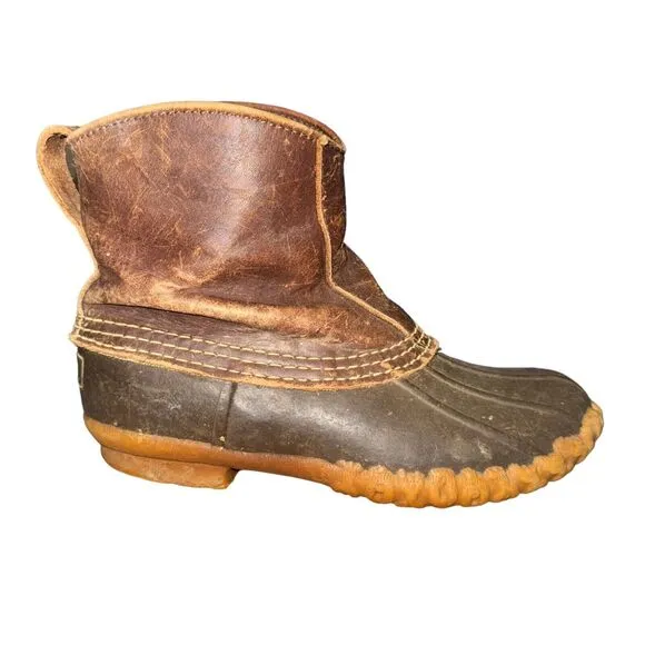 Vtg L.L. Bean Duck Boot Men's Size 6 M Brown Leather Maine Hunting Shoes