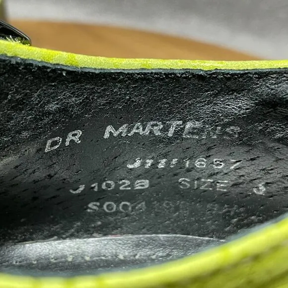 VTG RARE Dr Martens Suede Mary Jane Shoes UK6 US8 Lime Green MADE IN ENGLAND