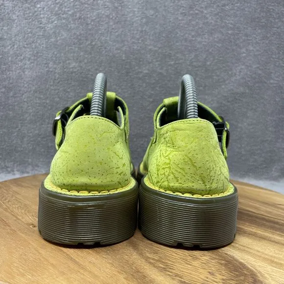 VTG RARE Dr Martens Suede Mary Jane Shoes UK6 US8 Lime Green MADE IN ENGLAND