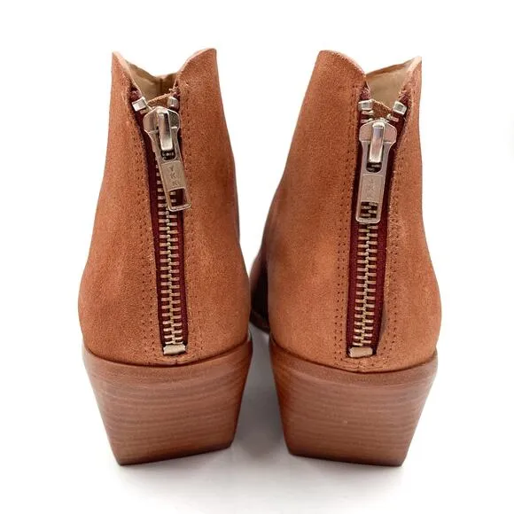 Wal &amp; Pai West Boots Brown Suede Pointed Western Block Heel Ankle Sz 40 / 9 US
