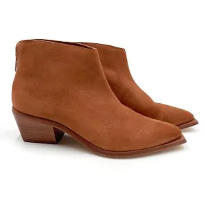 Wal &amp; Pai West Boots Brown Suede Pointed Western Block Heel Ankle Sz 40 / 9 US