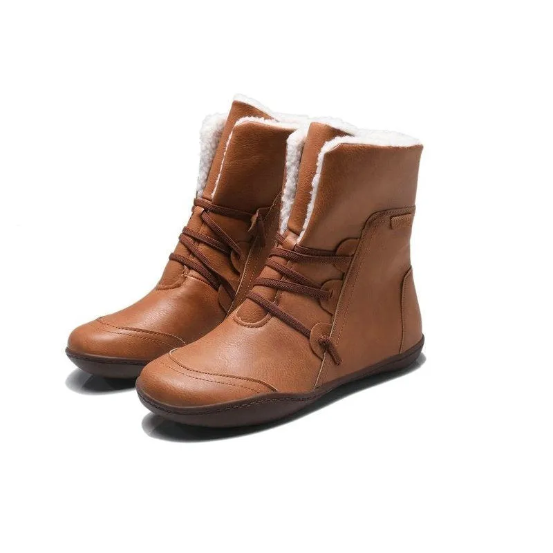 Warm Cotton Shoes, Large Size Round Head Strap Flat Bottom Foreign Trade Plus Velvet Snow Boots