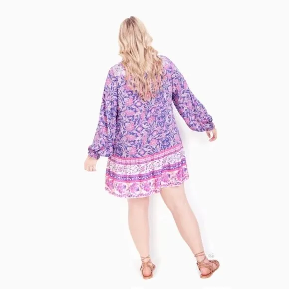 Was $80 AVEOLOGY Boho 2in1 Tunic Dress &amp; Top - Purple Paisley - Size 3X/4X - NWT