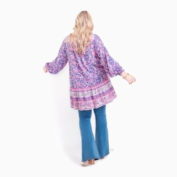 Was $80 AVEOLOGY Boho 2in1 Tunic Dress &amp; Top - Purple Paisley - Size 3X/4X - NWT