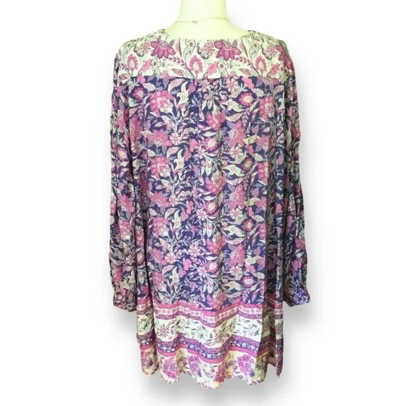 Was $80 AVEOLOGY Boho 2in1 Tunic Dress &amp; Top - Purple Paisley - Size 3X/4X - NWT