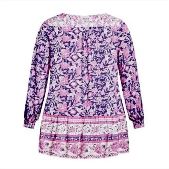 Was $80 AVEOLOGY Boho 2in1 Tunic Dress &amp; Top - Purple Paisley - Size 3X/4X - NWT