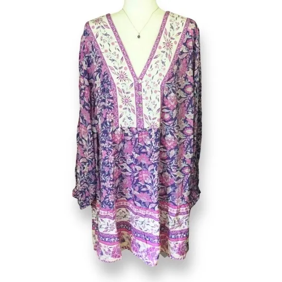 Was $80 AVEOLOGY Boho 2in1 Tunic Dress &amp; Top - Purple Paisley - Size 3X/4X - NWT