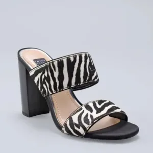 White House Black Market Zebra Print Block Strappy Heel Sandals