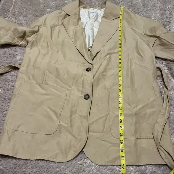 Wilfred linen blend beige blazer with belt