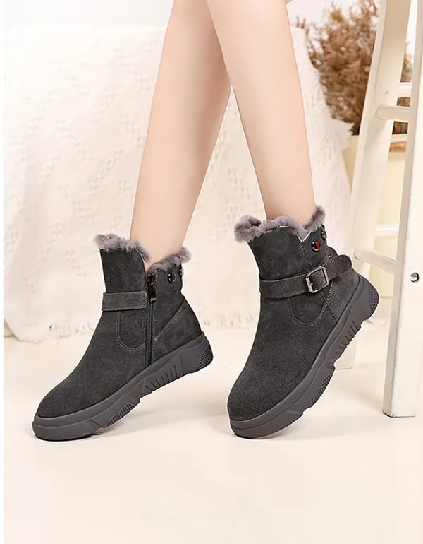 Winter Suede Plush Women's Plus Size Boots