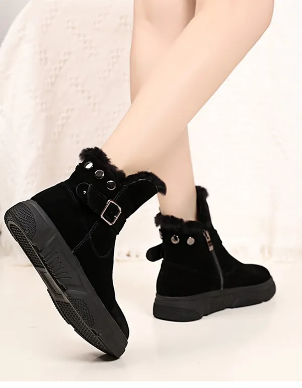 Winter Suede Plush Women's Plus Size Boots