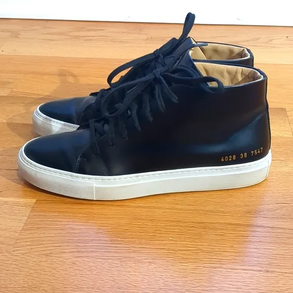 Woman by Common Projects Achilles Mid Sneakers Black - Style 4028 - Size EU 38