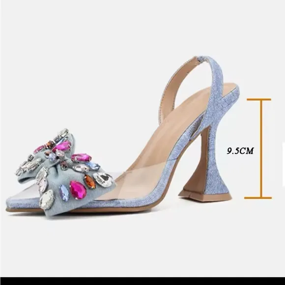 Women's Blue Embellished Heels