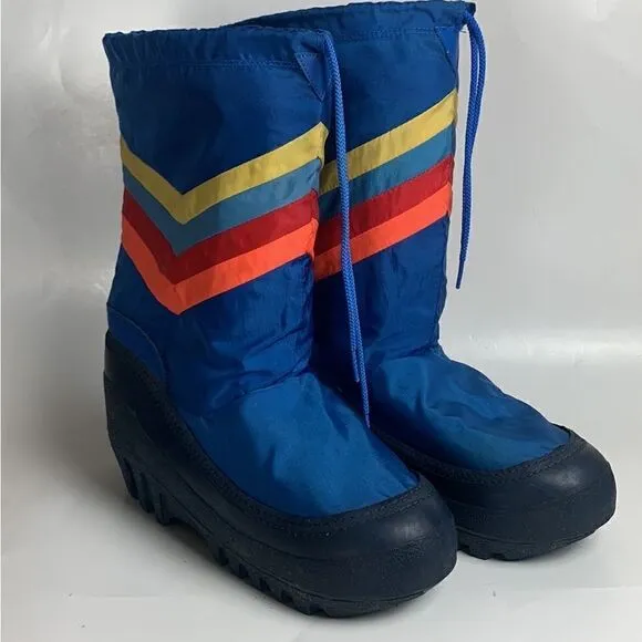 Women’s Boys vintage moon snow boots size 7 8 Chevron 80s rubber