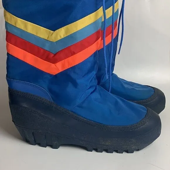 Women’s Boys vintage moon snow boots size 7 8 Chevron 80s rubber