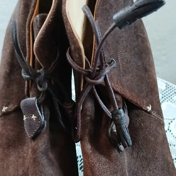 Womens  Brown Suede Lace-Up Shoes