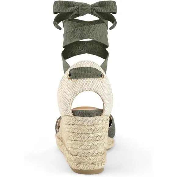 Women's Espadrille Platform Wedge Sandals Army Green