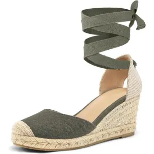 Women's Espadrille Platform Wedge Sandals Army Green